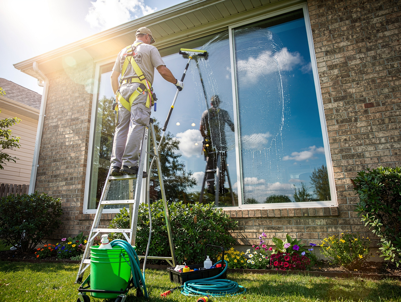 Sparkling clean home windows after professional washing
